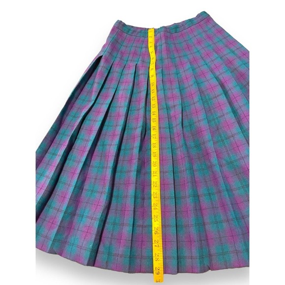 VTG Pendlenton Wool Tartan Pleaded Chic Preppy Midi Skirt Women's Purple 10 - Picture 8 of 10